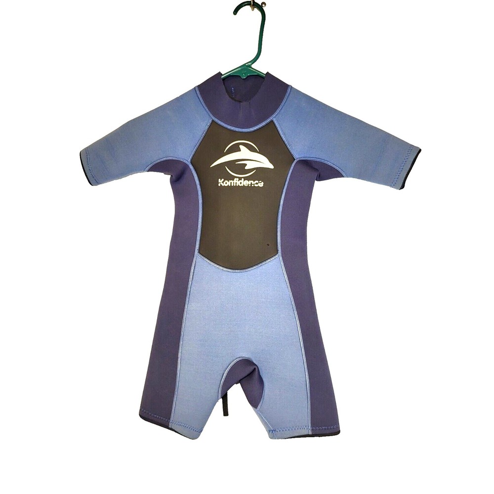 Konfidence Shortie Wetsuit Size 3/4 years Black/Blue Boys Rear Zip w/pull